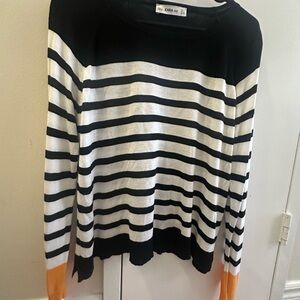 Zara Striped Long Sleeve Top with Orange Accents